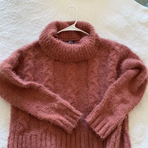 Pink Fuzzy Turtleneck Sweater
